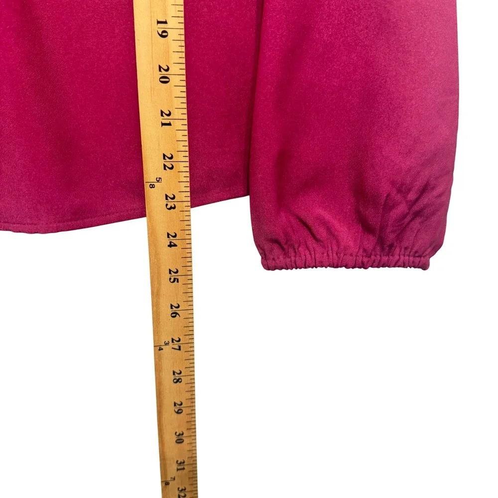 New‎ J. Crew Burgundy  Long Sleeve Keyhole Neck Blouse Top Women's Size L